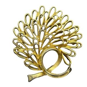 Pell signed vintage gold tone abstract brooch pin